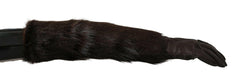 Dolce & Gabbana Brown Elbow Length Mittens Leather Fur Gloves -   -  Dolce & Gabbana.