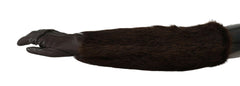 Dolce & Gabbana Brown Elbow Length Mittens Leather Fur Gloves -   -  Dolce & Gabbana.