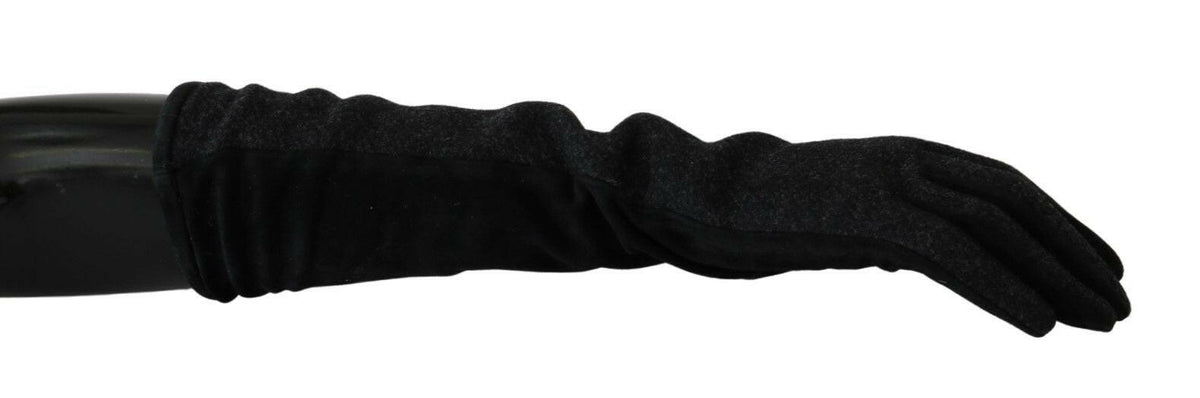 Dolce & Gabbana Black Gray Mid Arm Length Mittens Wool  Gloves -   -  Dolce & Gabbana.