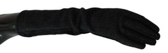 Dolce & Gabbana Black Gray Mid Arm Length Mittens Wool  Gloves -   -  Dolce & Gabbana.