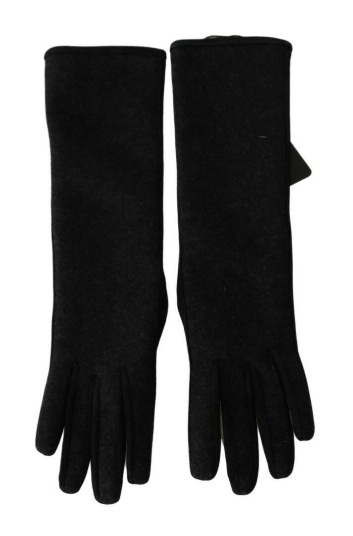 Dolce & Gabbana Black Gray Mid Arm Length Mittens Wool  Gloves -   -  Dolce & Gabbana.