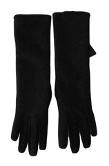 Dolce & Gabbana Black Gray Mid Arm Length Mittens Wool  Gloves -   -  Dolce & Gabbana.