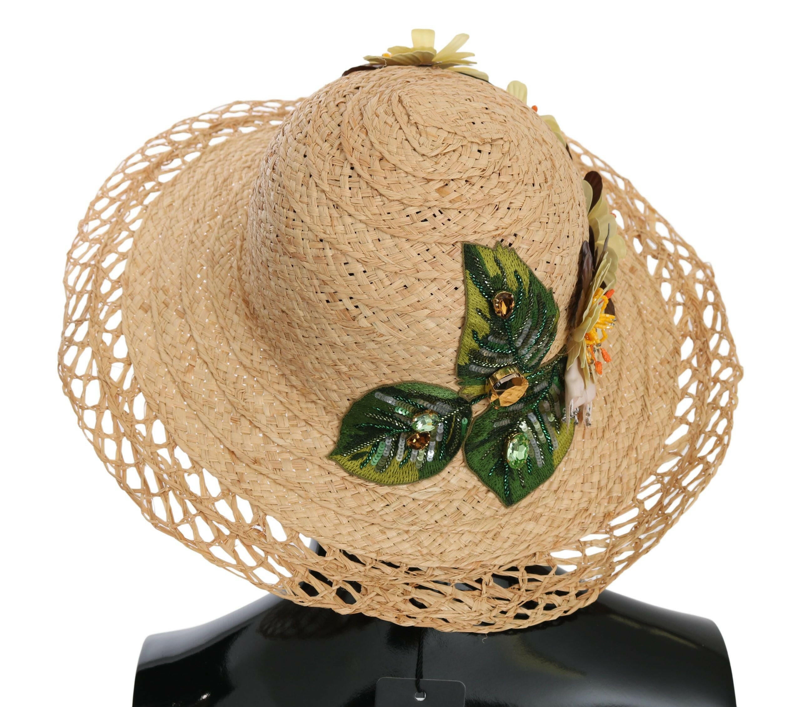 Dolce & Gabbana Beige Wide Brim Floral Bucket Capello Hat -   -  Dolce & Gabbana.