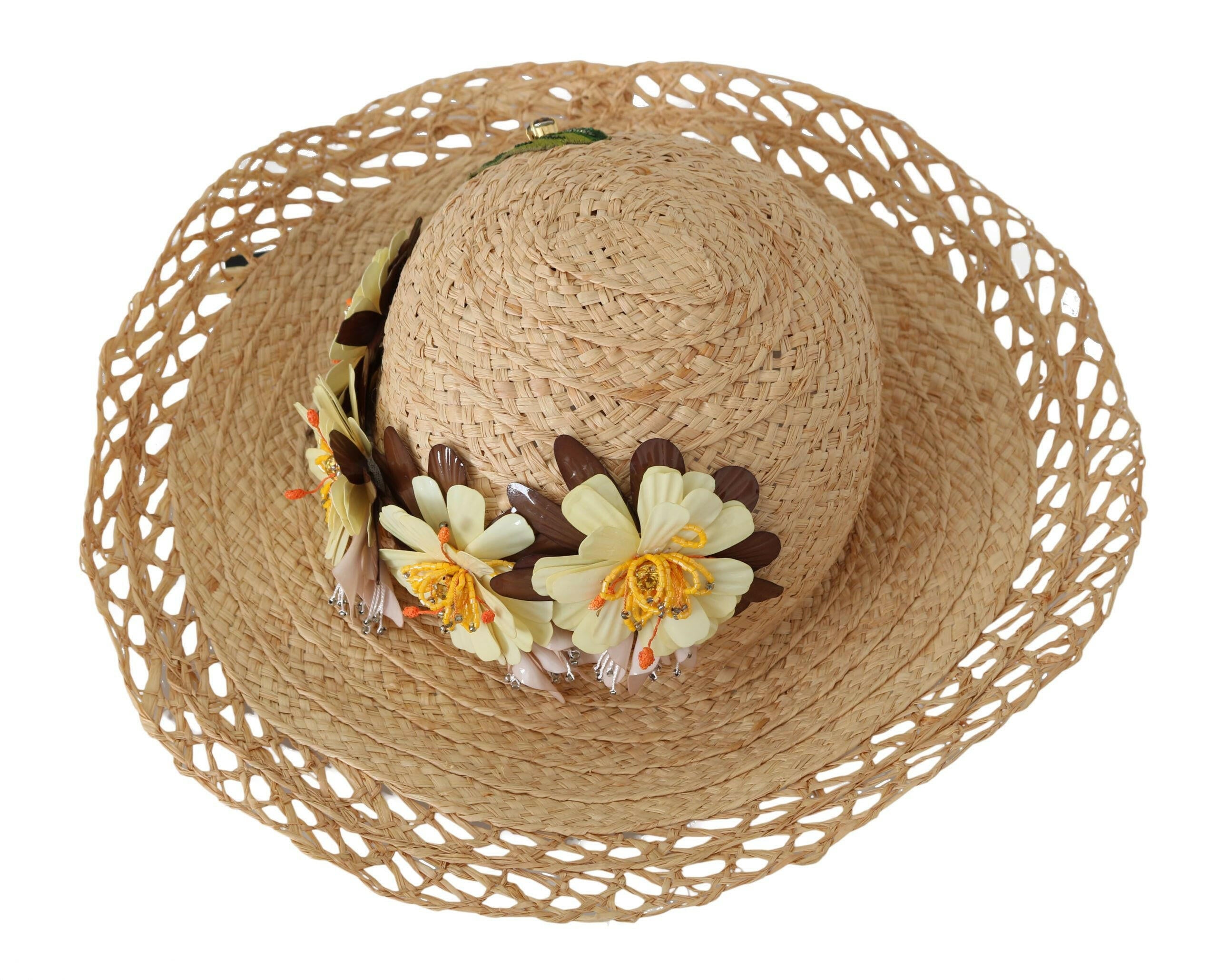 Dolce & Gabbana Beige Wide Brim Floral Bucket Capello Hat -   -  Dolce & Gabbana.