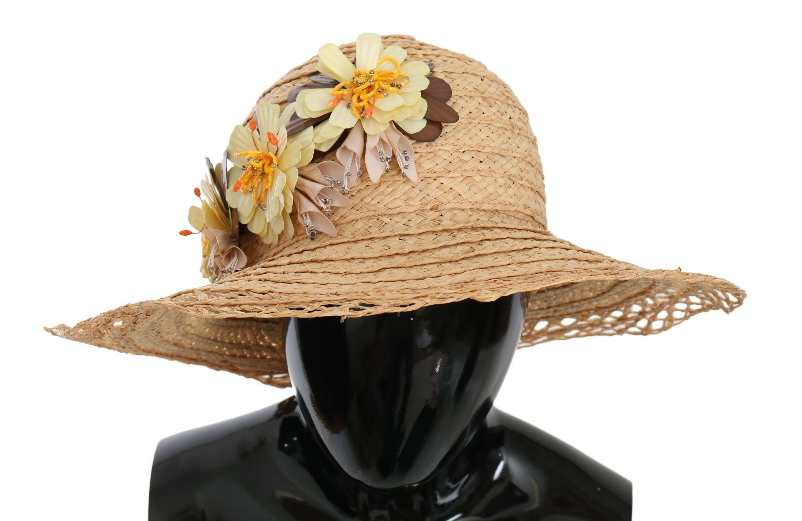 Dolce & Gabbana Beige Wide Brim Floral Bucket Capello Hat -   -  Dolce & Gabbana.