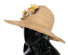 Dolce & Gabbana Beige Wide Brim Floral Bucket Capello Hat -   -  Dolce & Gabbana.