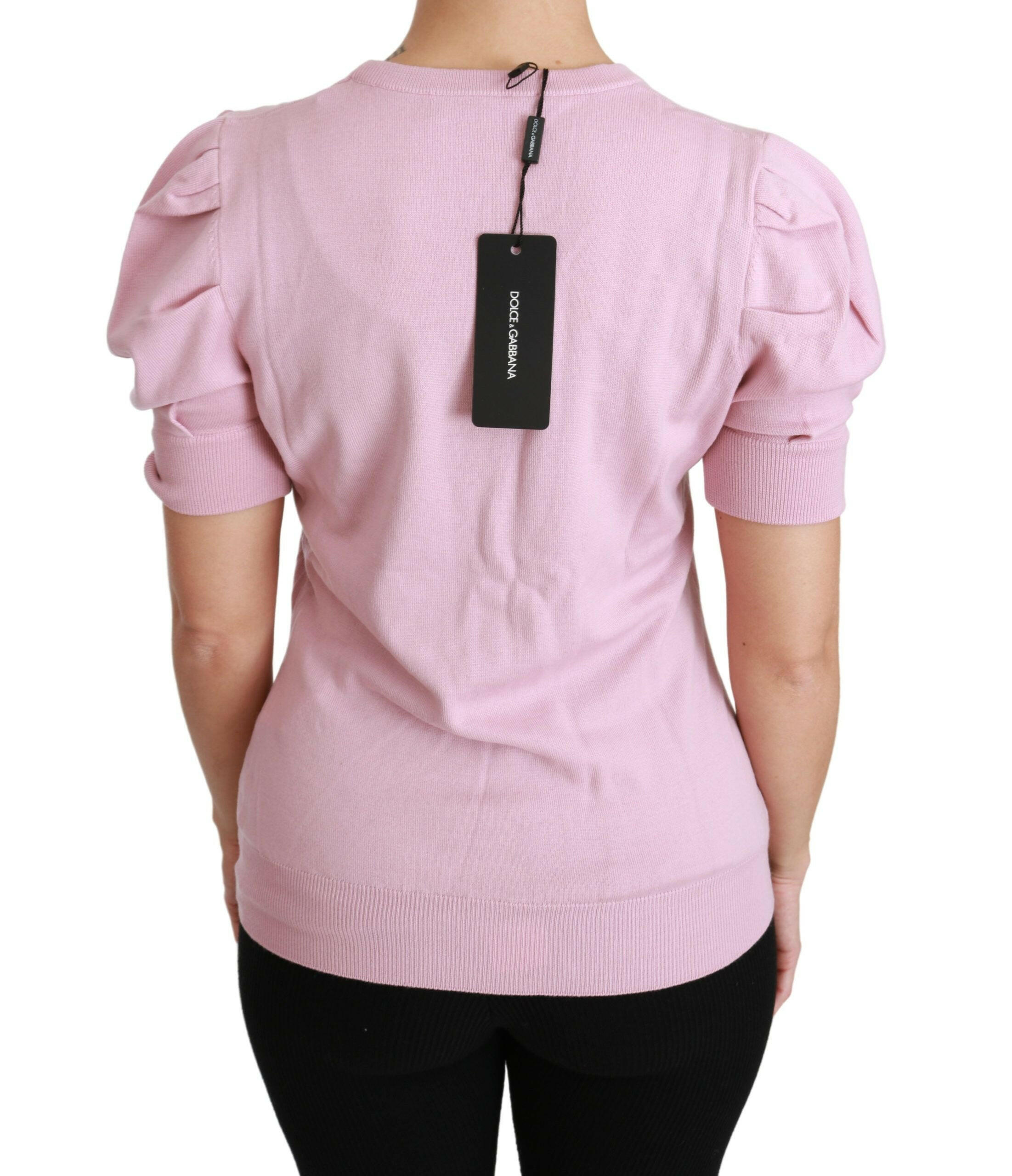 Dolce & Gabbana Pink Floral Embroidered Blouse Wool Top -   -  Dolce & Gabbana.