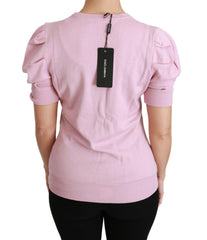 Dolce & Gabbana Pink Floral Embroidered Blouse Wool Top -   -  Dolce & Gabbana.