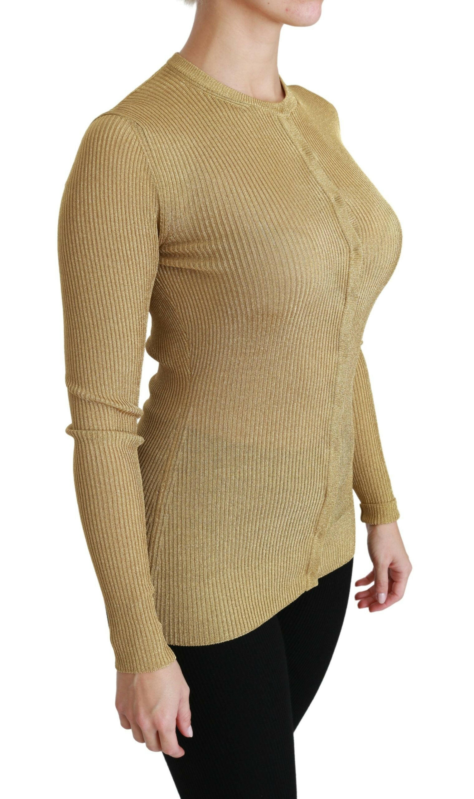 Dolce & Gabbana Gold Long Sleeve Cardigan Viscose Sweater -   -  Dolce & Gabbana.