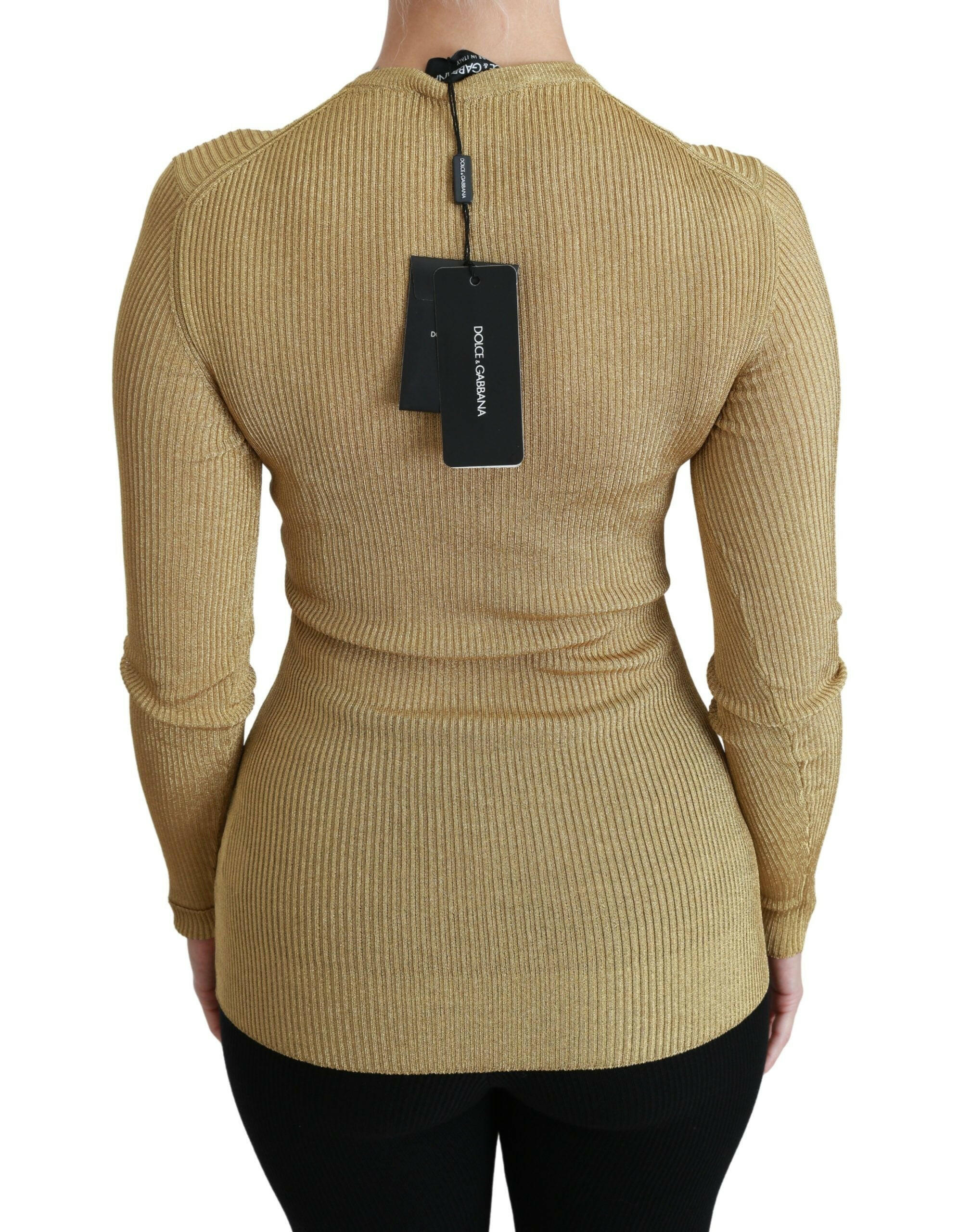 Dolce & Gabbana Gold Long Sleeve Cardigan Viscose Sweater -   -  Dolce & Gabbana.