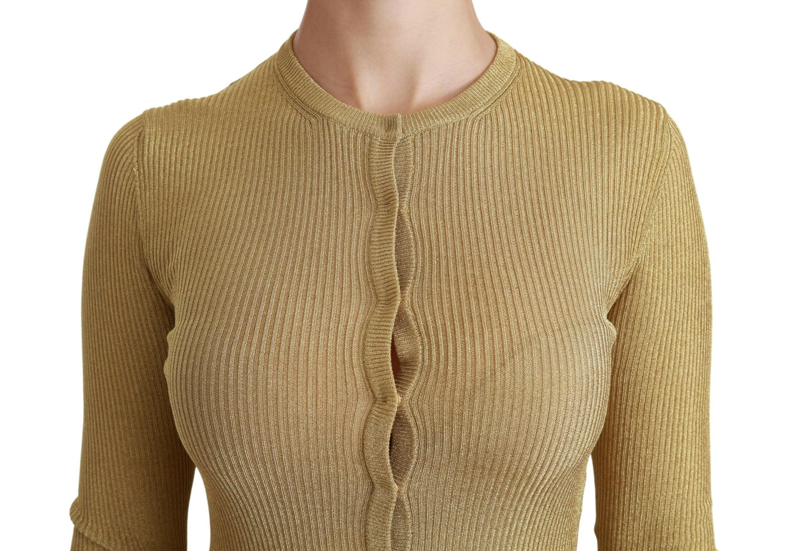 Dolce & Gabbana Gold Long Sleeve Cardigan Viscose Sweater -   -  Dolce & Gabbana.