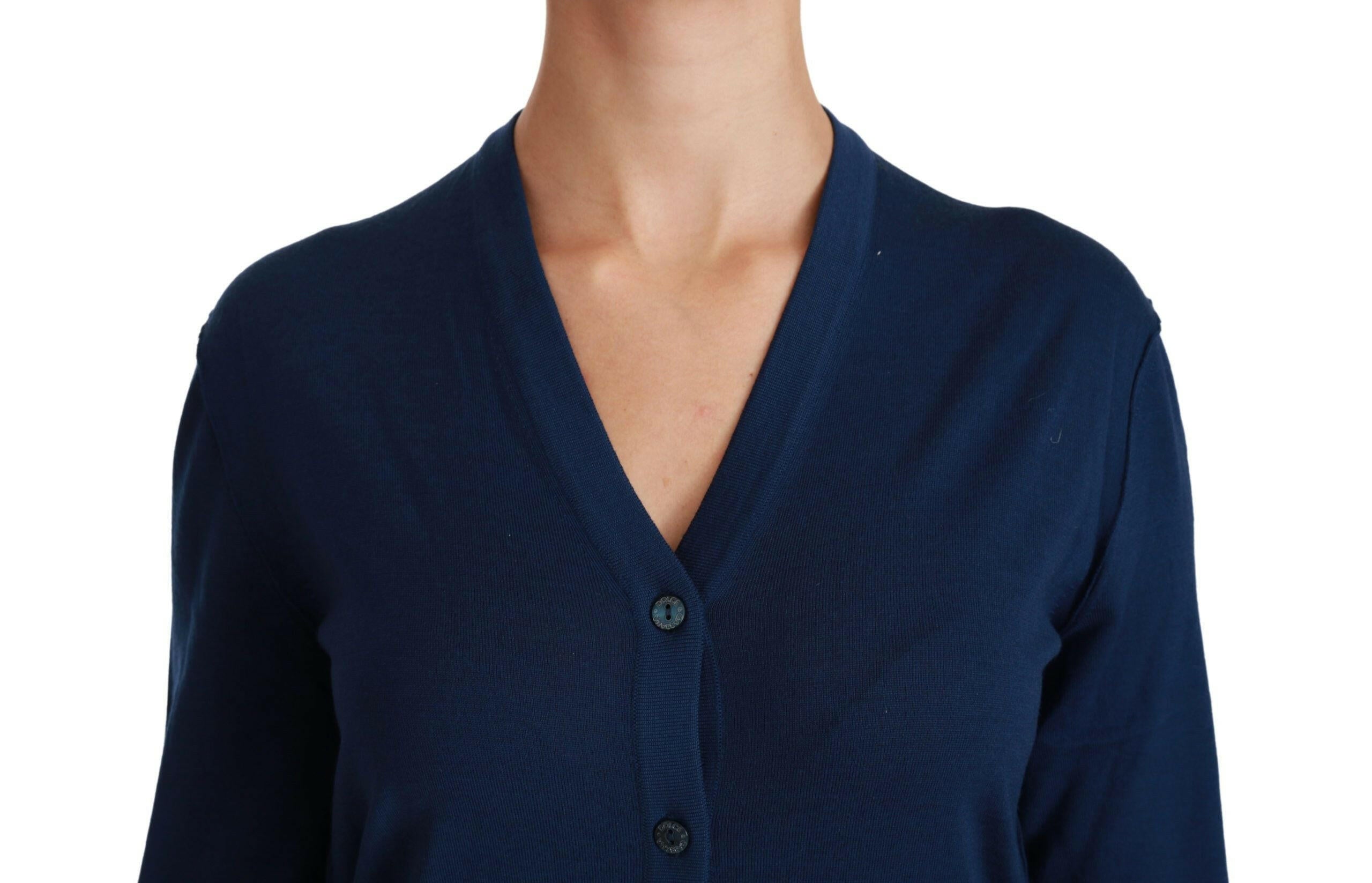 Dolce & Gabbana Blue Button Cardigan Virgin Wool Sweater -   -  Dolce & Gabbana.
