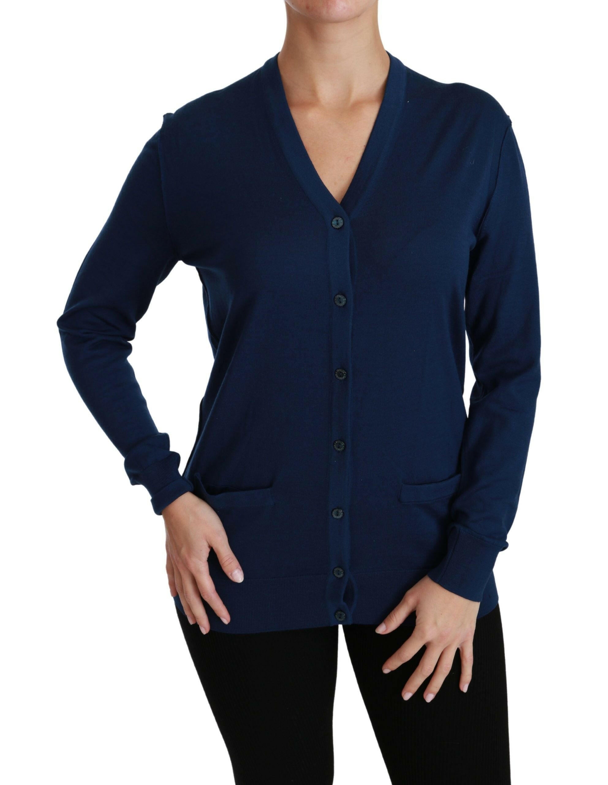 Dolce & Gabbana Blue Button Cardigan Virgin Wool Sweater -   -  Dolce & Gabbana.