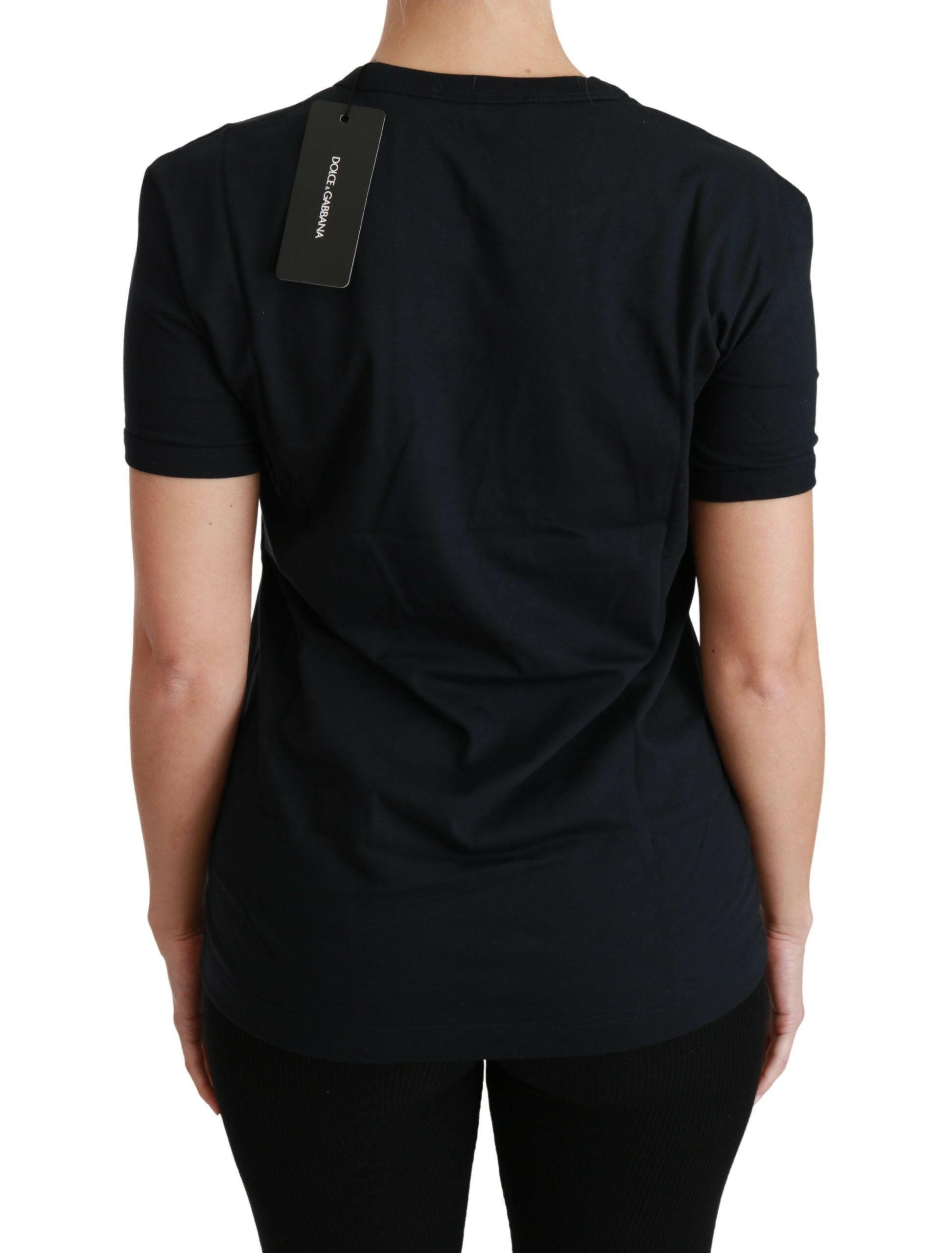 Dolce & Gabbana Blue Amore Patch Crewneck Cotton Top T-shirt -   -  Dolce & Gabbana.