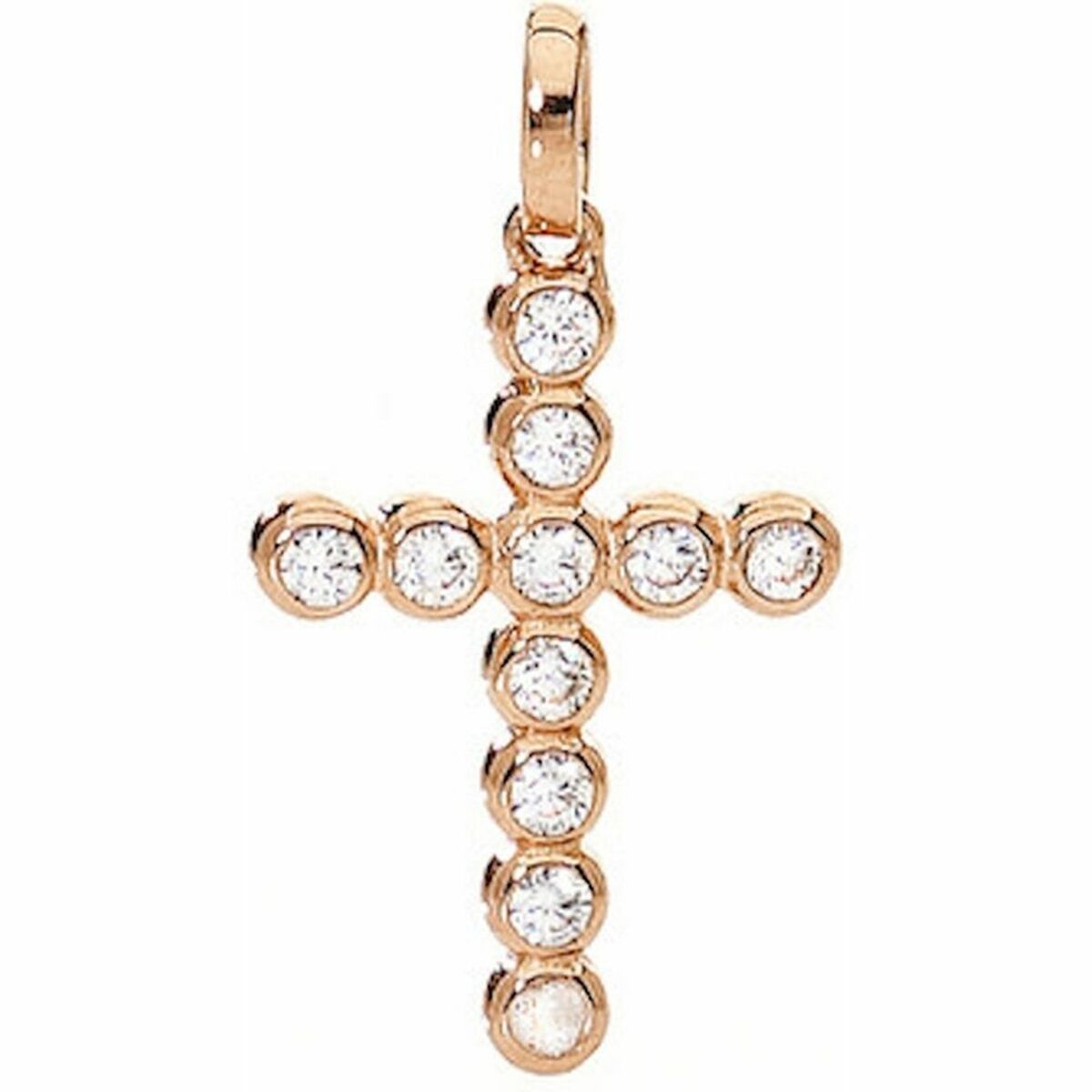Ladies' Necklace Amen CROCE PICCOLA ARGENTO IP ORO ROSA E ZIRCONI -  Jewellery, Women -  Amen.