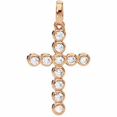 Ladies' Necklace Amen CROCE PICCOLA ARGENTO IP ORO ROSA E ZIRCONI -  Jewellery, Women -  Amen.