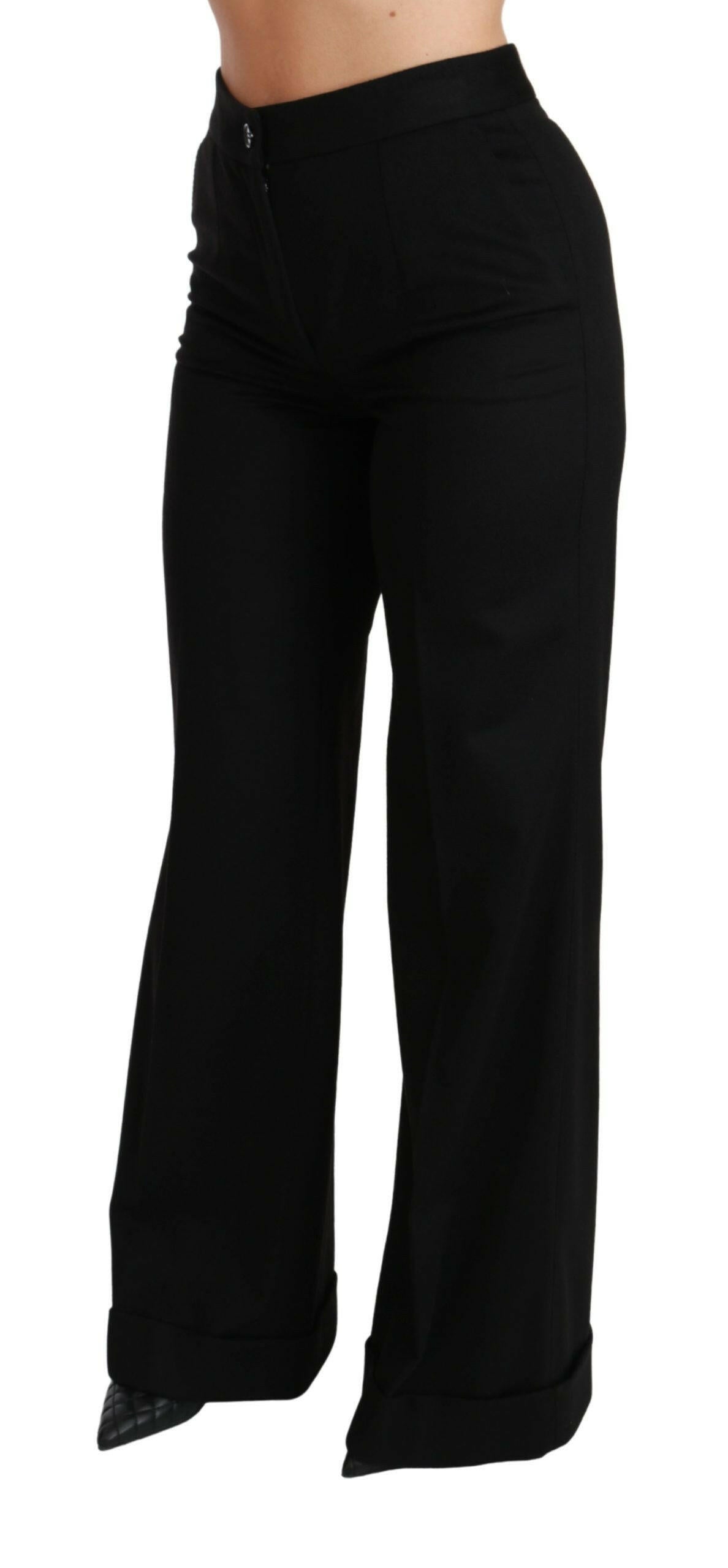 Dolce & Gabbana Black Wide Leg Flared Trouser Cashmere Pants -   -  Dolce & Gabbana.