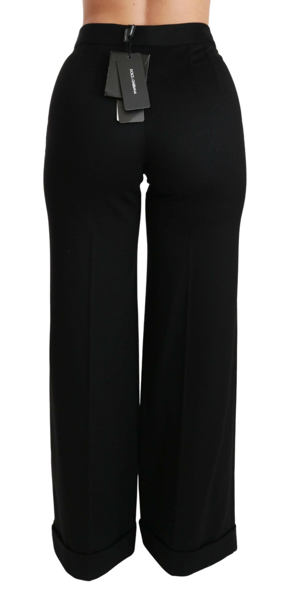Dolce & Gabbana Black Wide Leg Flared Trouser Cashmere Pants -   -  Dolce & Gabbana.