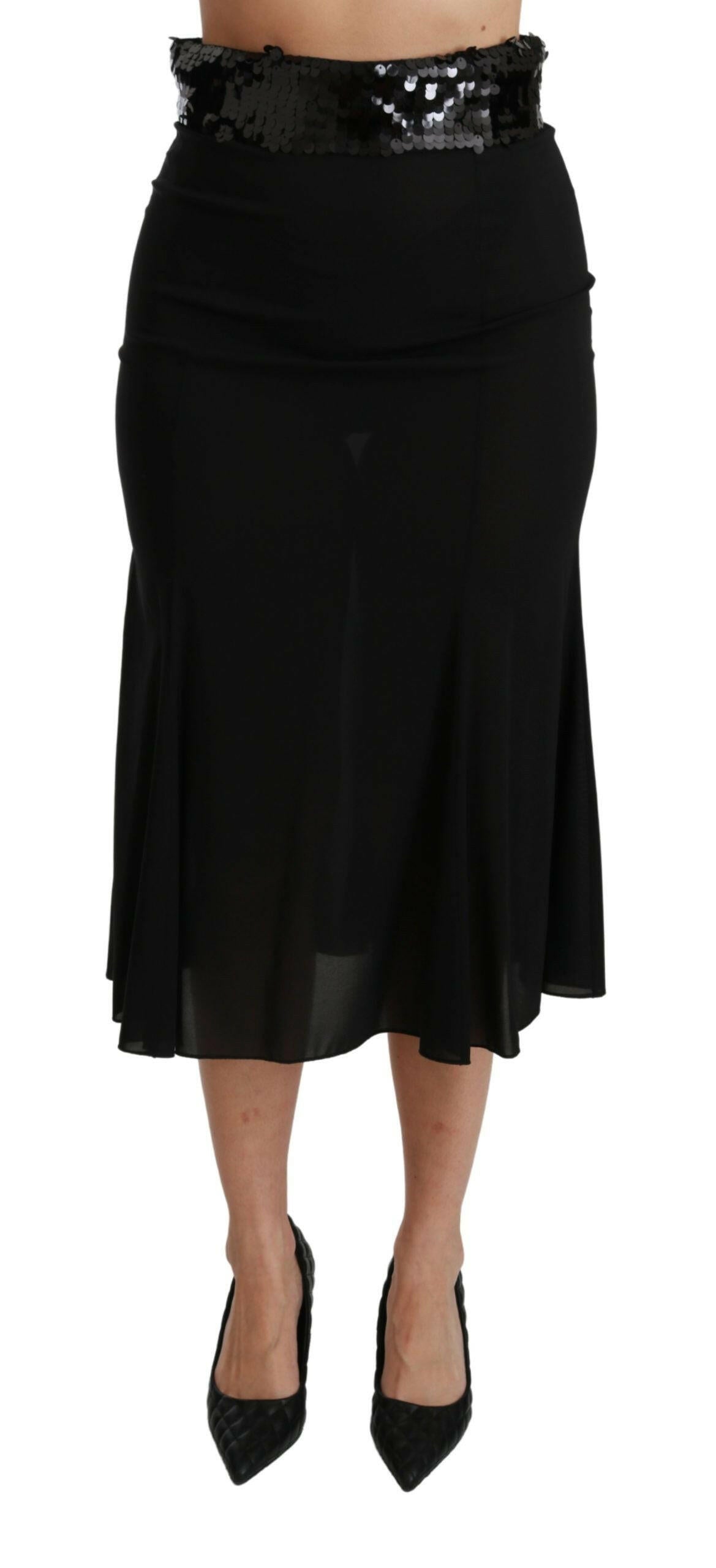 Dolce & Gabbana Black High Waist Mermaid Midi Silk Skirt -   -  Dolce & Gabbana.