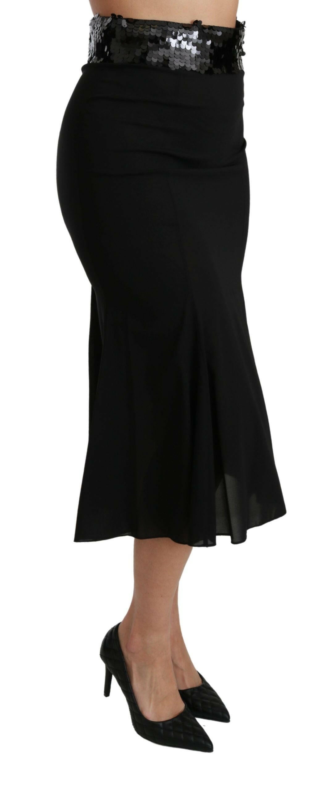 Dolce & Gabbana Black High Waist Mermaid Midi Silk Skirt -   -  Dolce & Gabbana.