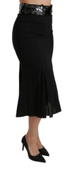Dolce & Gabbana Black High Waist Mermaid Midi Silk Skirt -   -  Dolce & Gabbana.