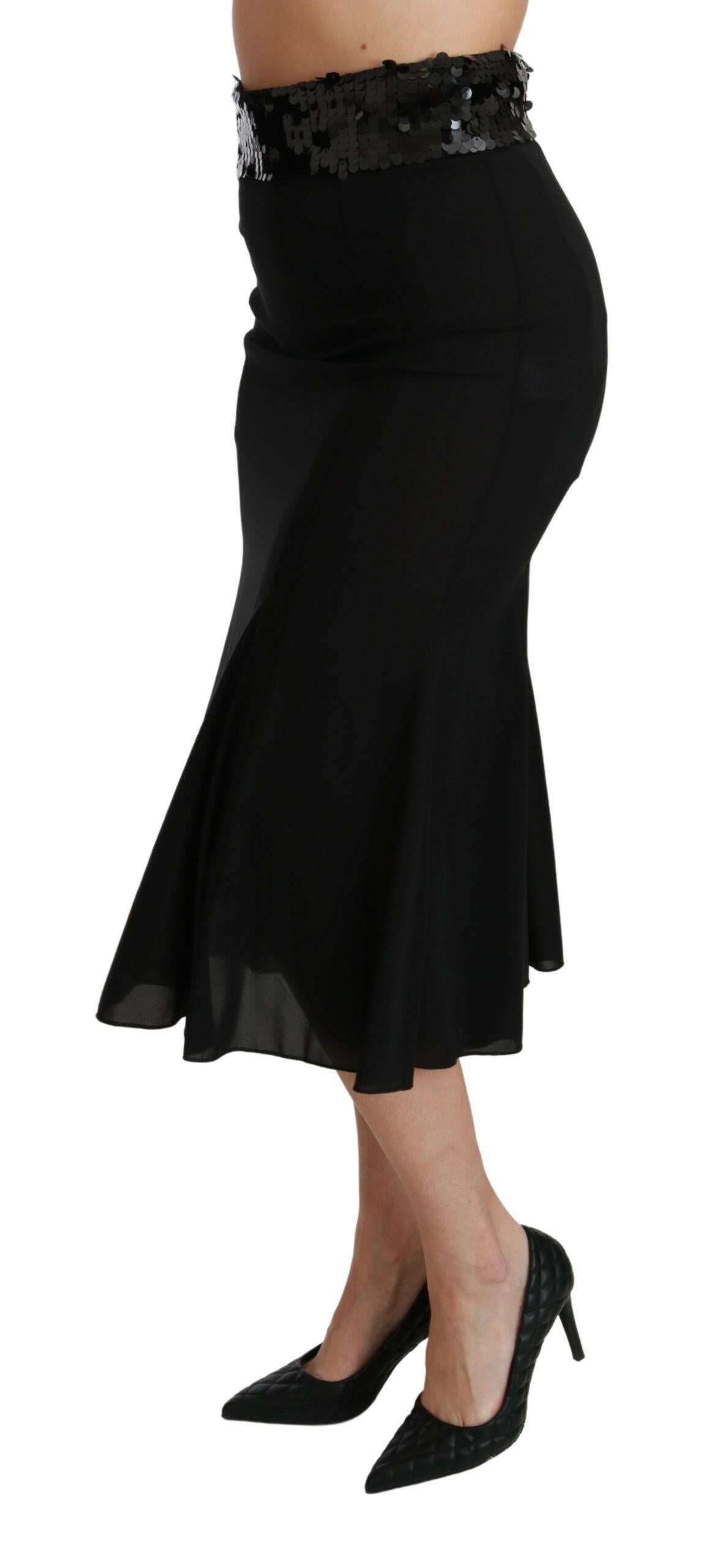Dolce & Gabbana Black High Waist Mermaid Midi Silk Skirt -   -  Dolce & Gabbana.