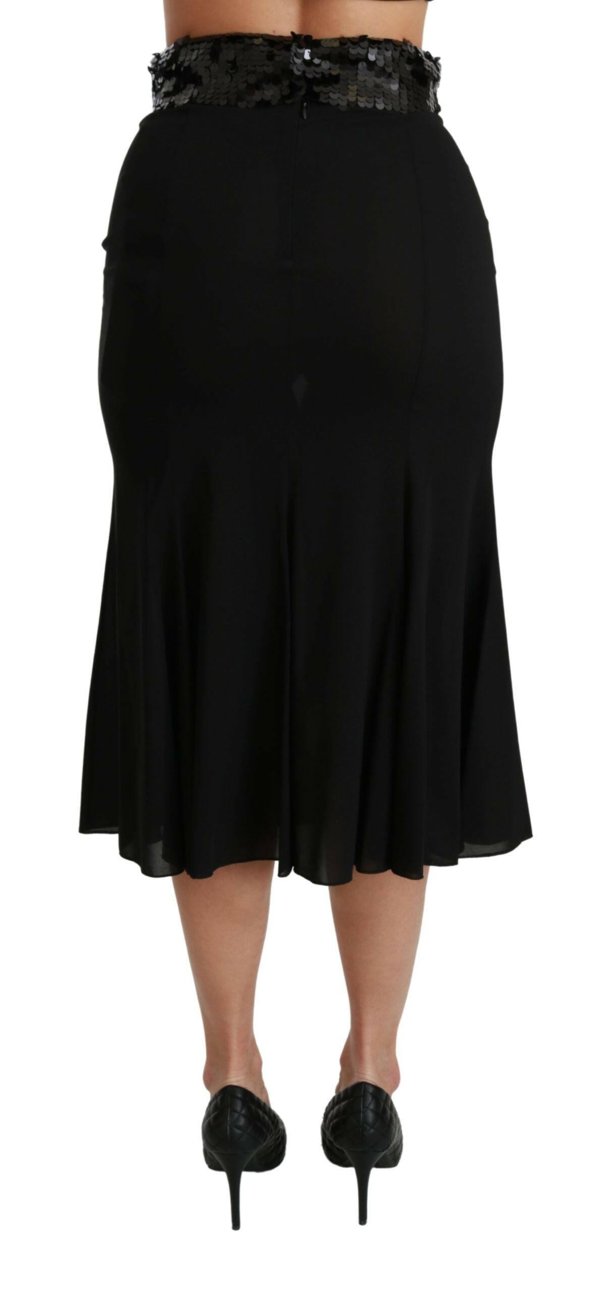 Dolce & Gabbana Black High Waist Mermaid Midi Silk Skirt -   -  Dolce & Gabbana.