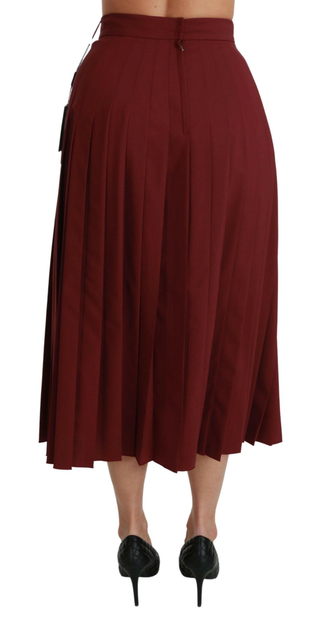 Dolce & Gabbana Red High Waist Pleated Maxi Wool Skirt -   -  Dolce & Gabbana.