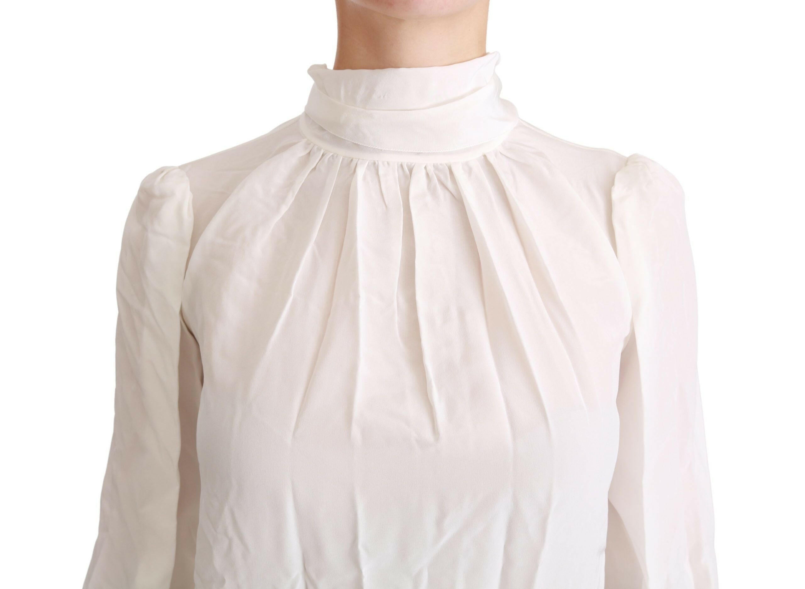 Dolce & Gabbana White Turtle Neck Blouse Shirt Silk Top -   -  Dolce & Gabbana.