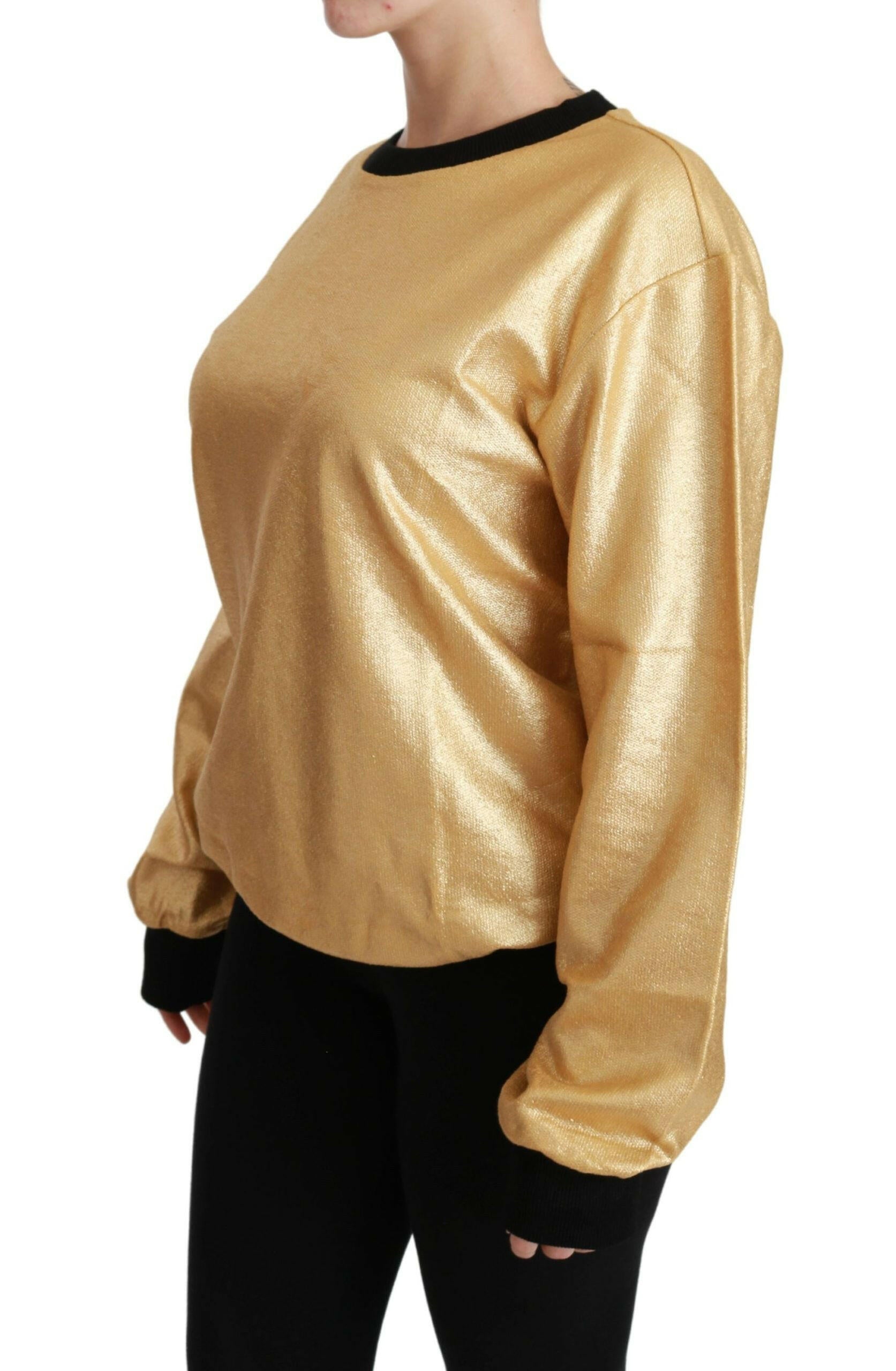 Dolce & Gabbana Gold Cotton Crewneck Pullover Sweater -   -  Dolce & Gabbana.