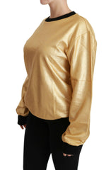 Dolce & Gabbana Gold Cotton Crewneck Pullover Sweater -   -  Dolce & Gabbana.