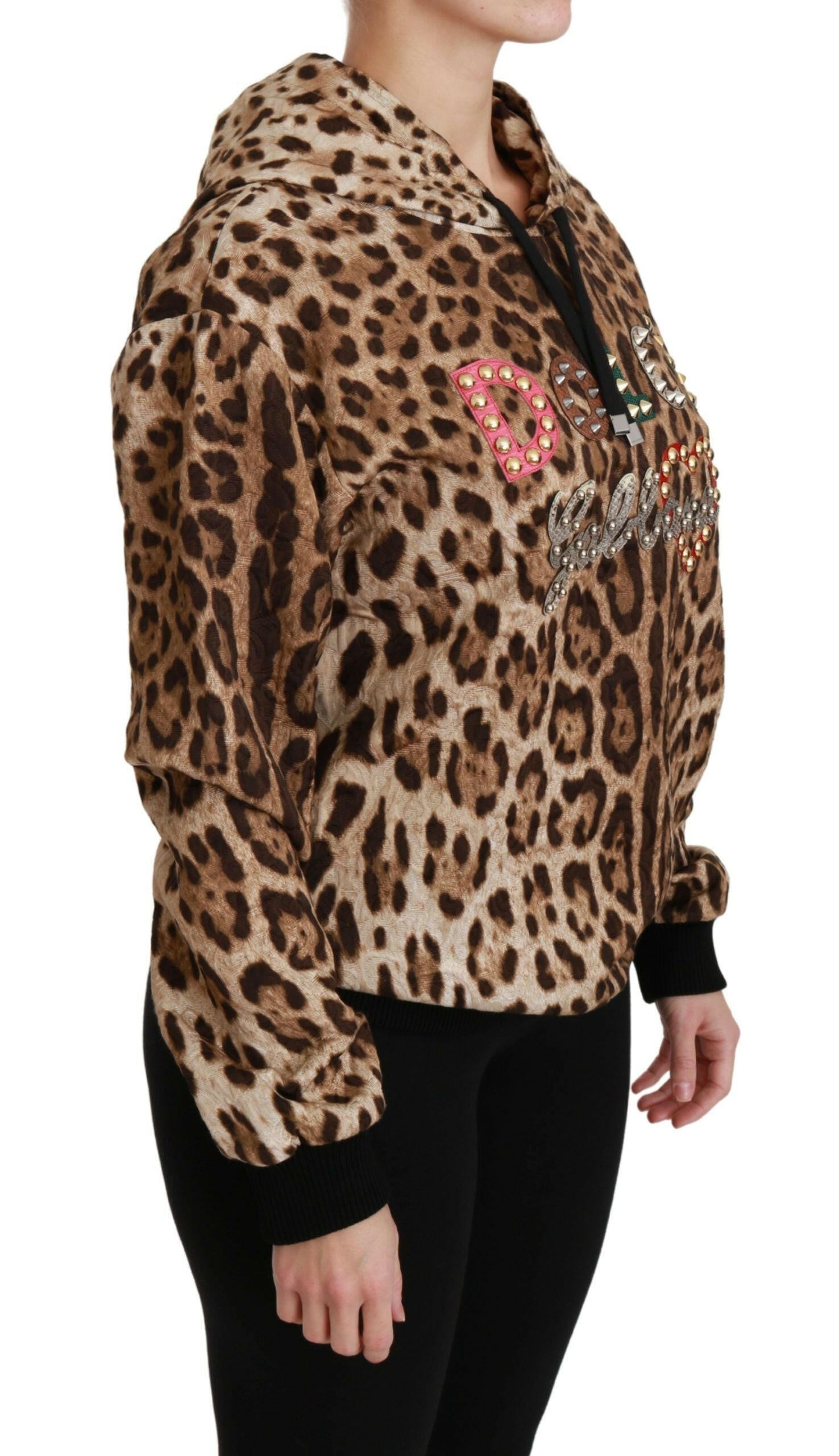 Dolce & Gabbana Brown Hooded Studded Ayers Leopard Sweater -   -  Dolce & Gabbana.