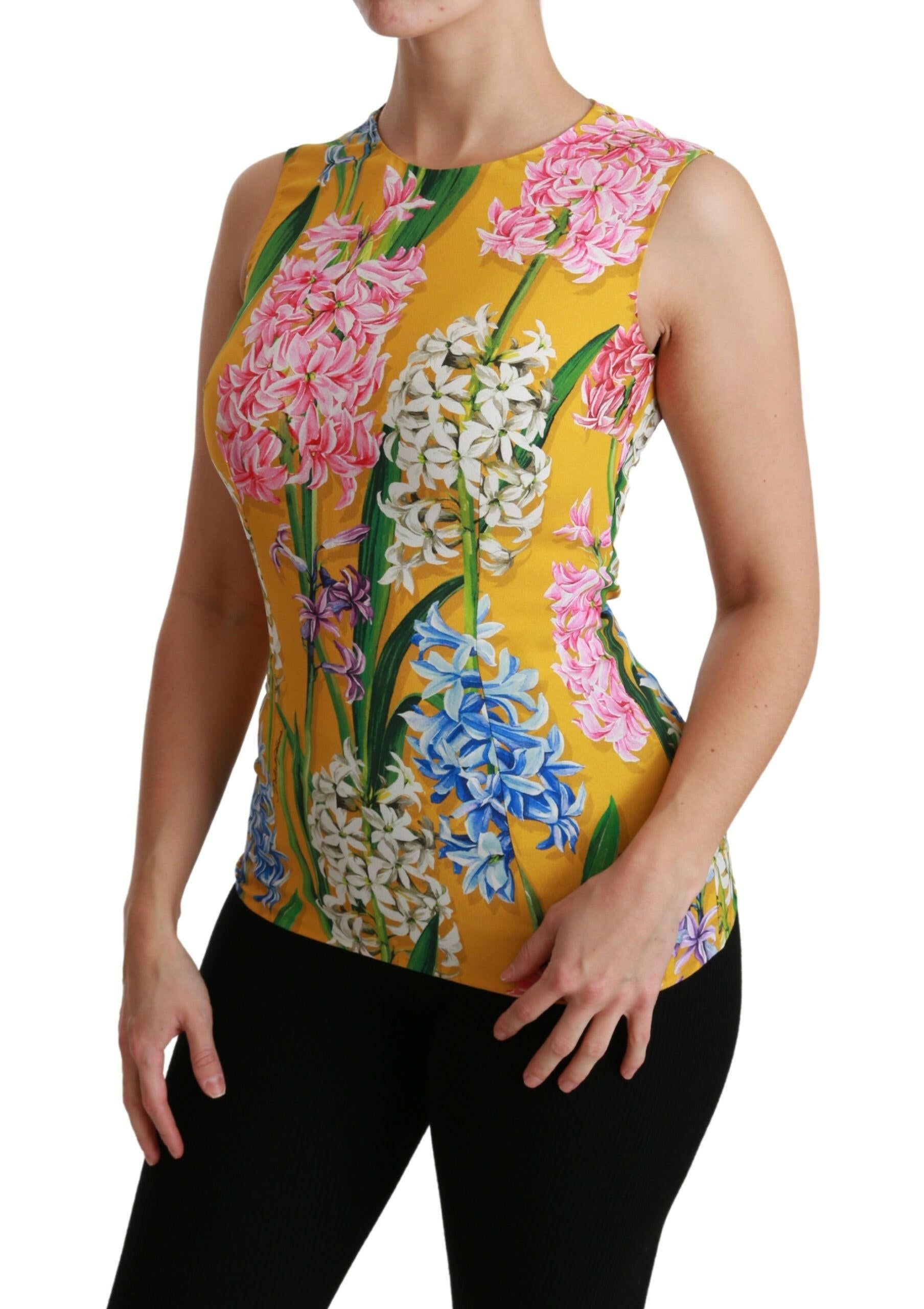 Dolce & Gabbana Yellow Floral Stretch Top Tank Blouse -   -  Dolce & Gabbana.