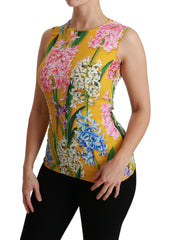 Dolce & Gabbana Yellow Floral Stretch Top Tank Blouse -   -  Dolce & Gabbana.