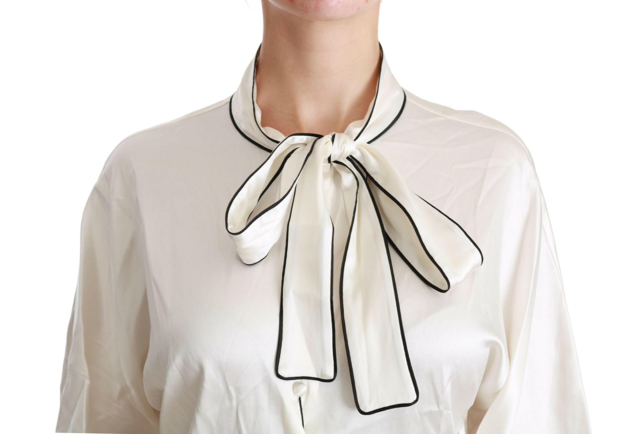 Dolce & Gabbana Beige 3/4 Sleeve Shirt Blouse Silk Top -   -  Dolce & Gabbana.