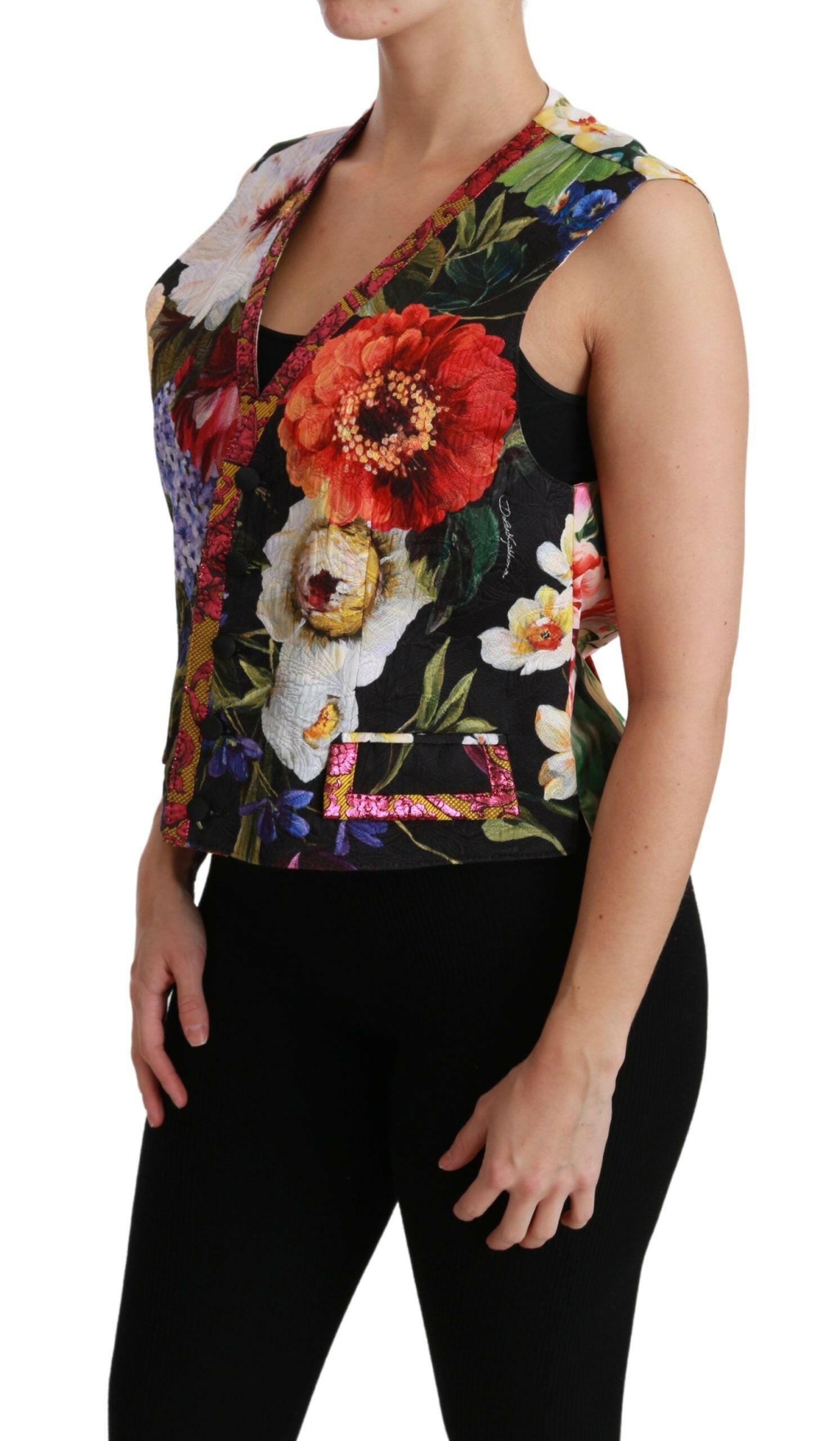 Dolce & Gabbana Multicolor Floral Sleeveless Waistcoat Top Vest -   -  Dolce & Gabbana.