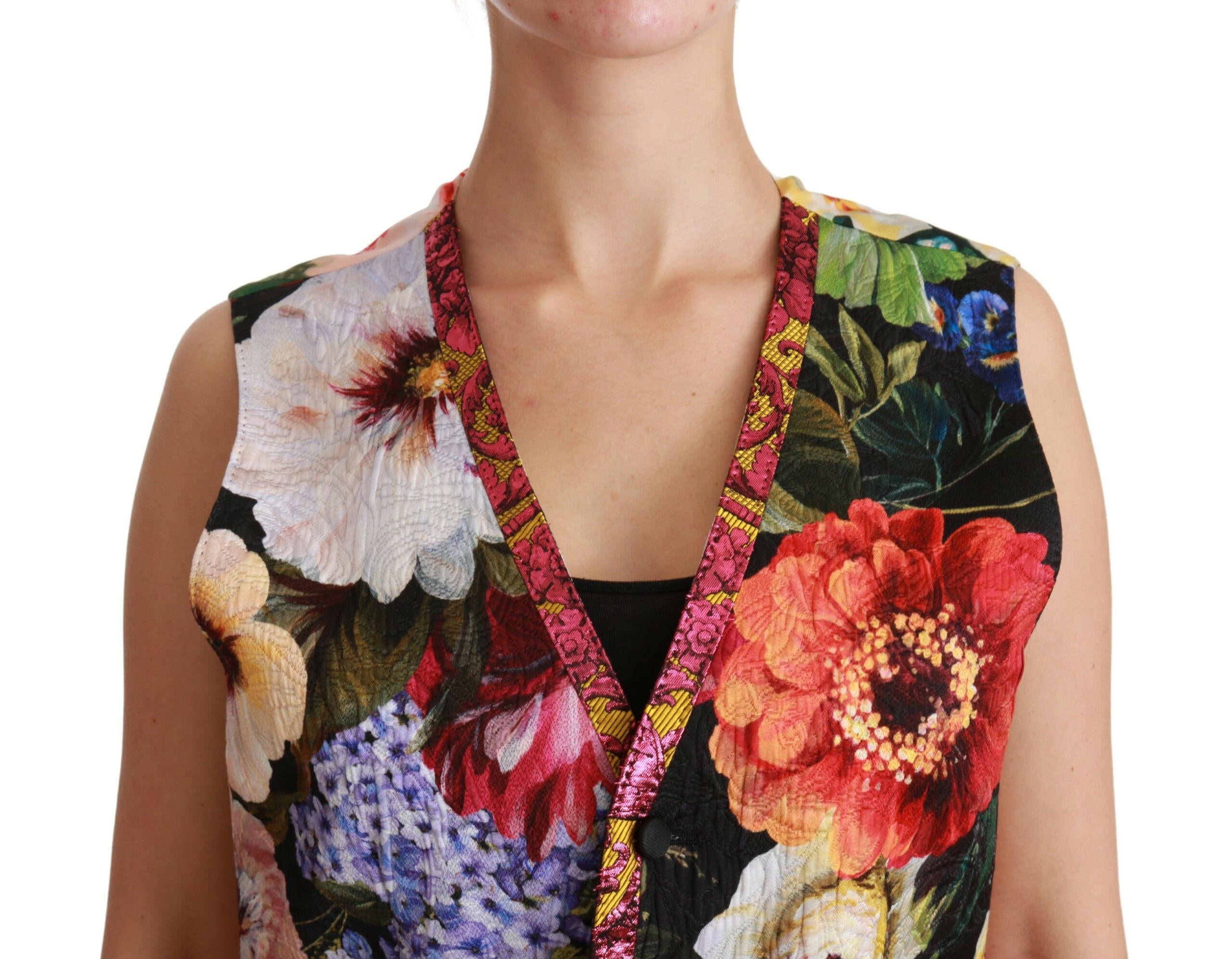 Dolce & Gabbana Multicolor Floral Sleeveless Waistcoat Top Vest -   -  Dolce & Gabbana.