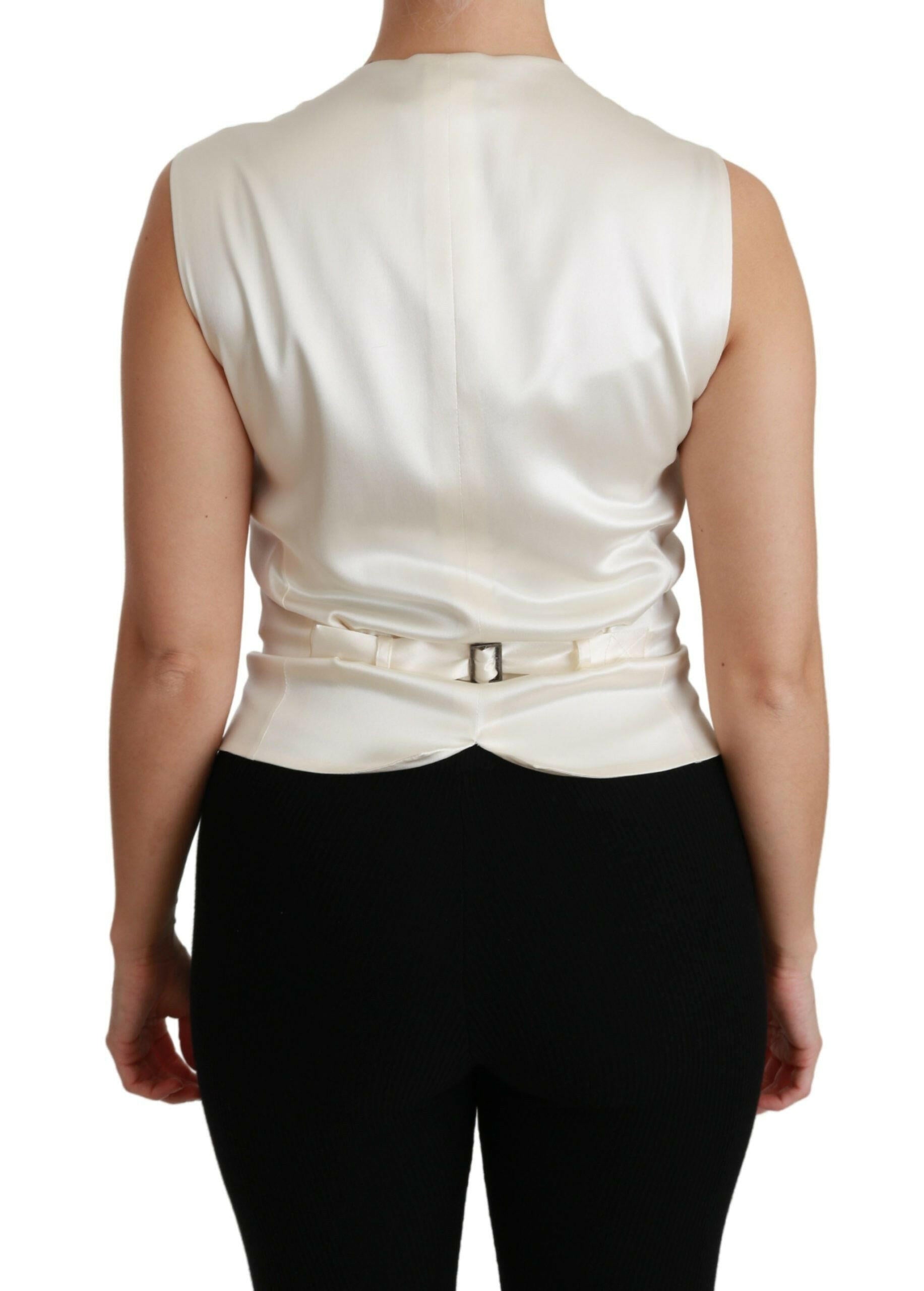 Dolce & Gabbana White Waistcoat Slim Vest Silk Top -   -  Dolce & Gabbana.