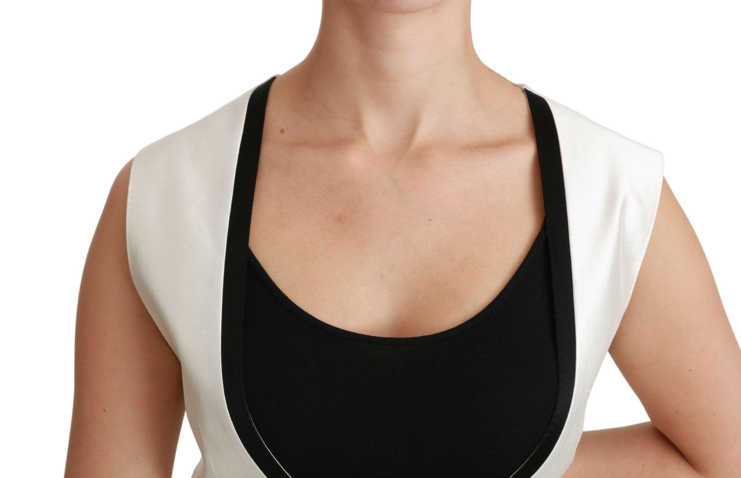 Dolce & Gabbana White Waistcoat Slim Vest Silk Top -   -  Dolce & Gabbana.