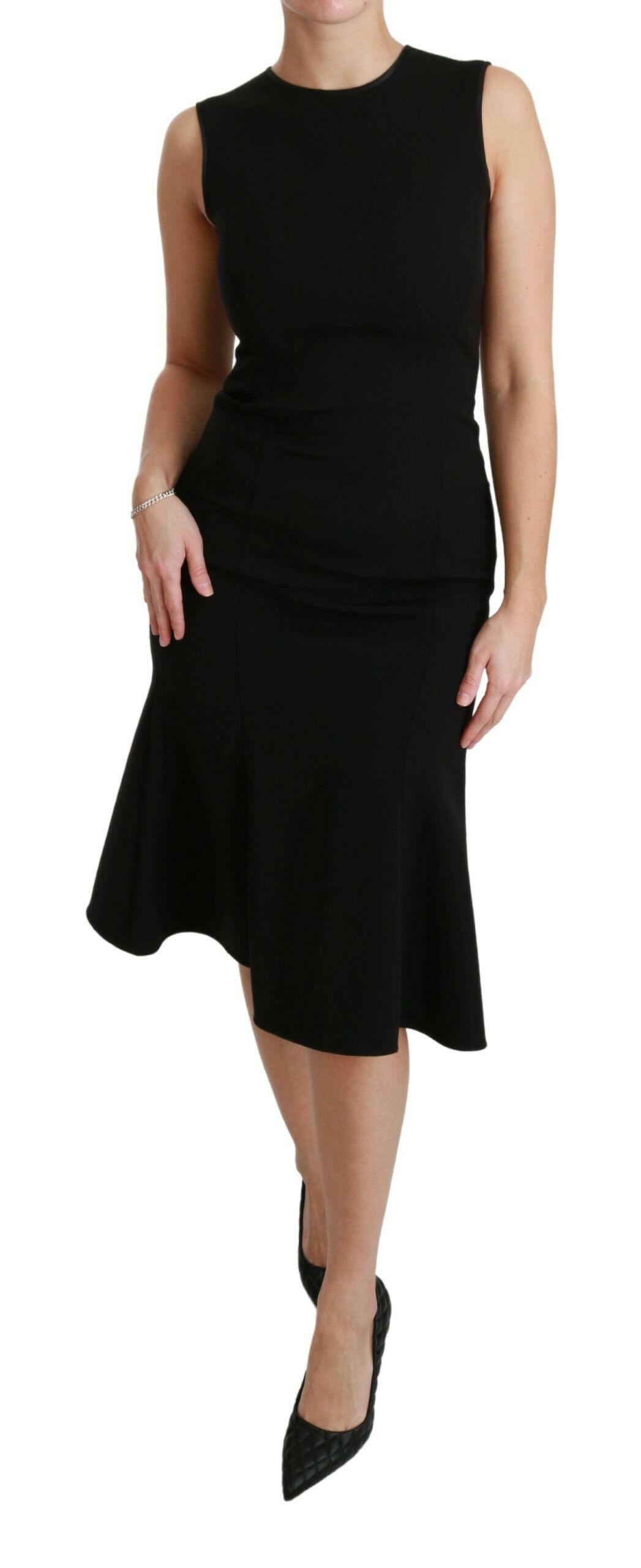 Dolce & Gabbana Black Fit Flare Wool Stretch Sheath Dress -   -  Dolce & Gabbana.