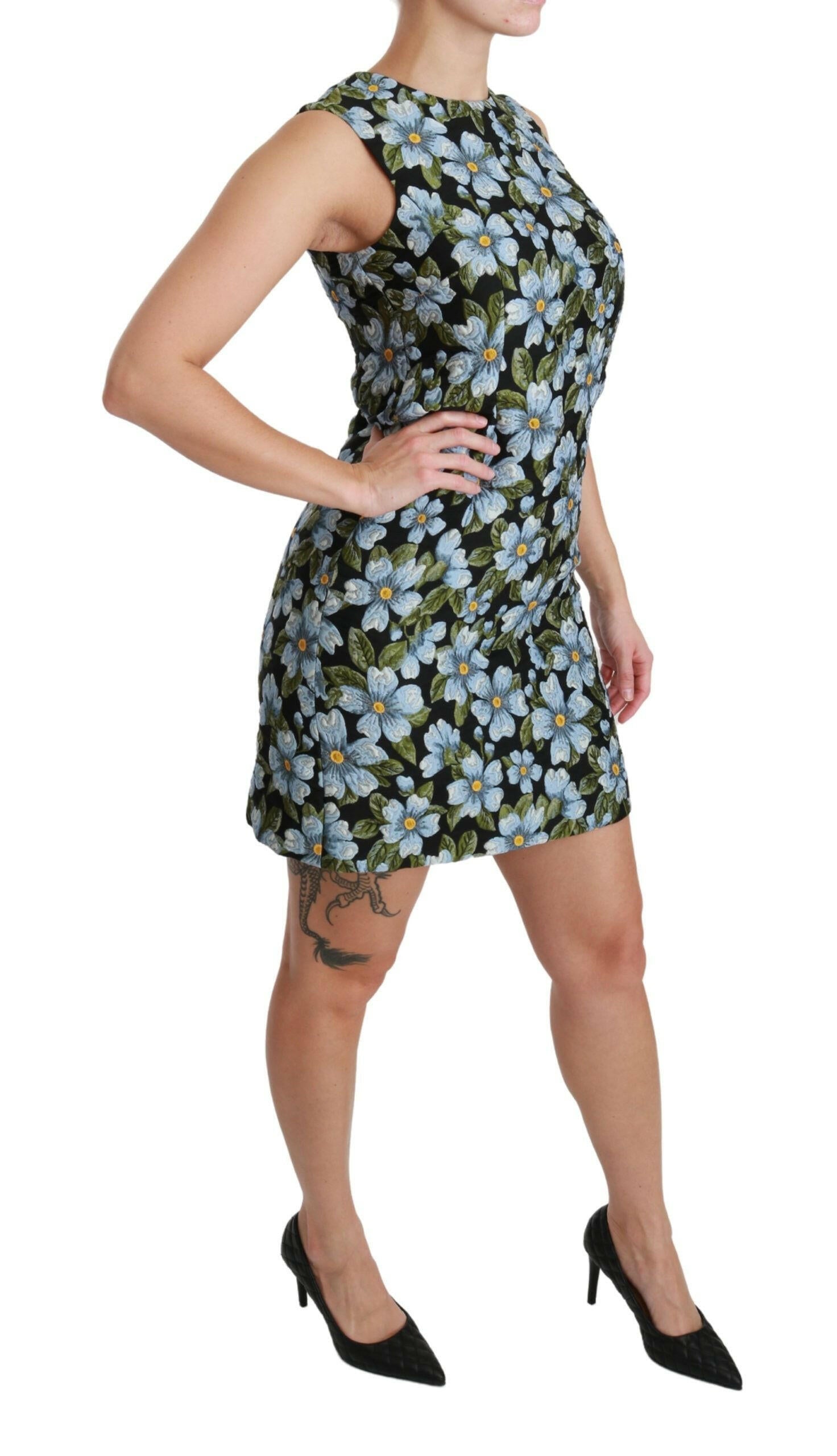 Dolce & Gabbana Blue Floral Brocade Gown Shift Dress -   -  Dolce & Gabbana.
