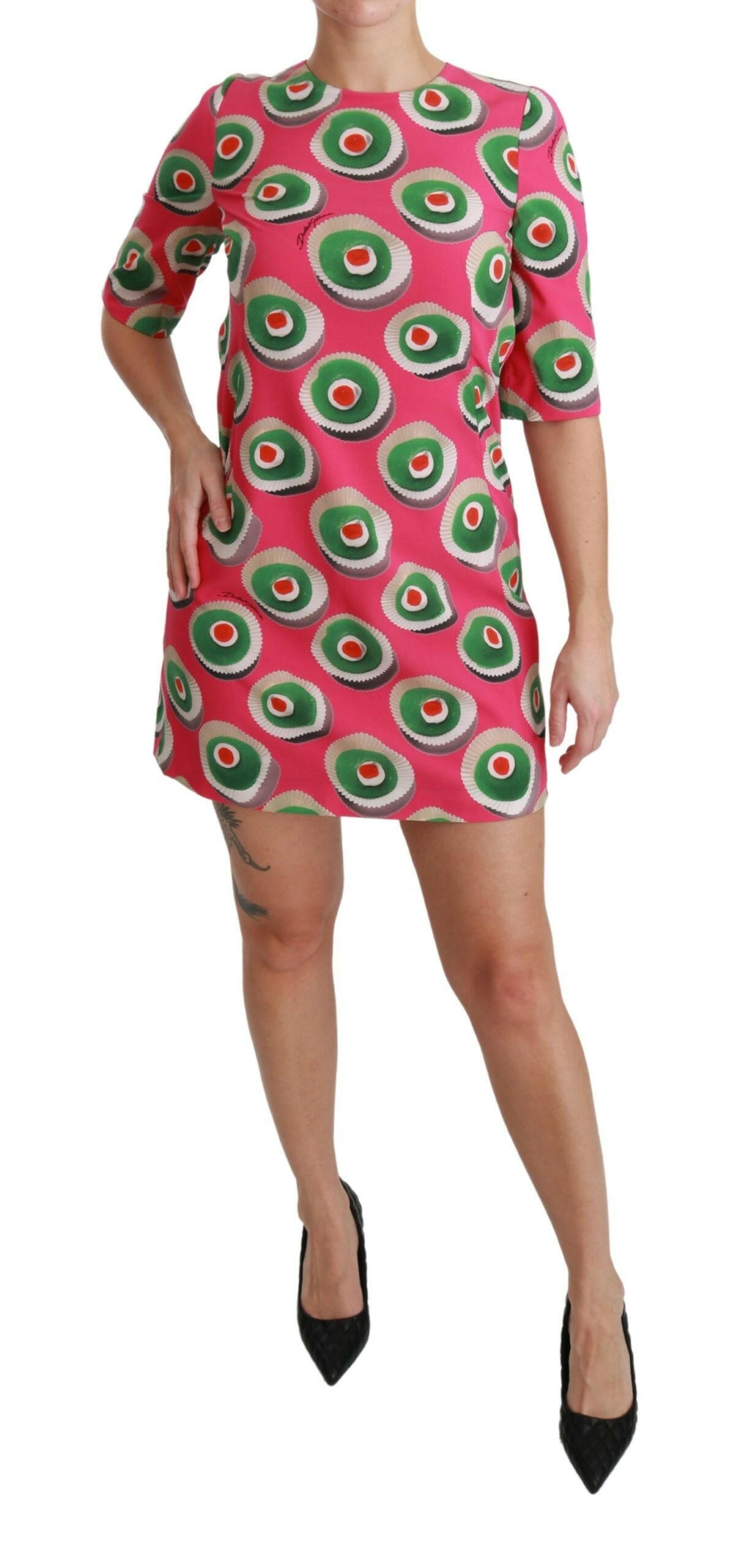 Dolce & Gabbana Pink Silk Cup Cake Shift Stretch Dress -   -  Dolce & Gabbana.