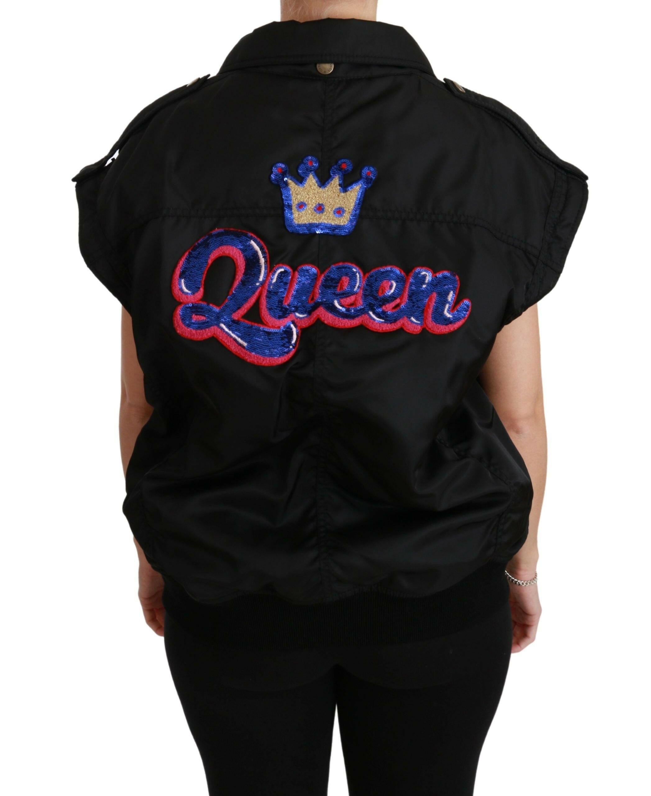 Dolce & Gabbana Black Queen Crown Sequined Bomber Jacket -   -  Dolce & Gabbana.