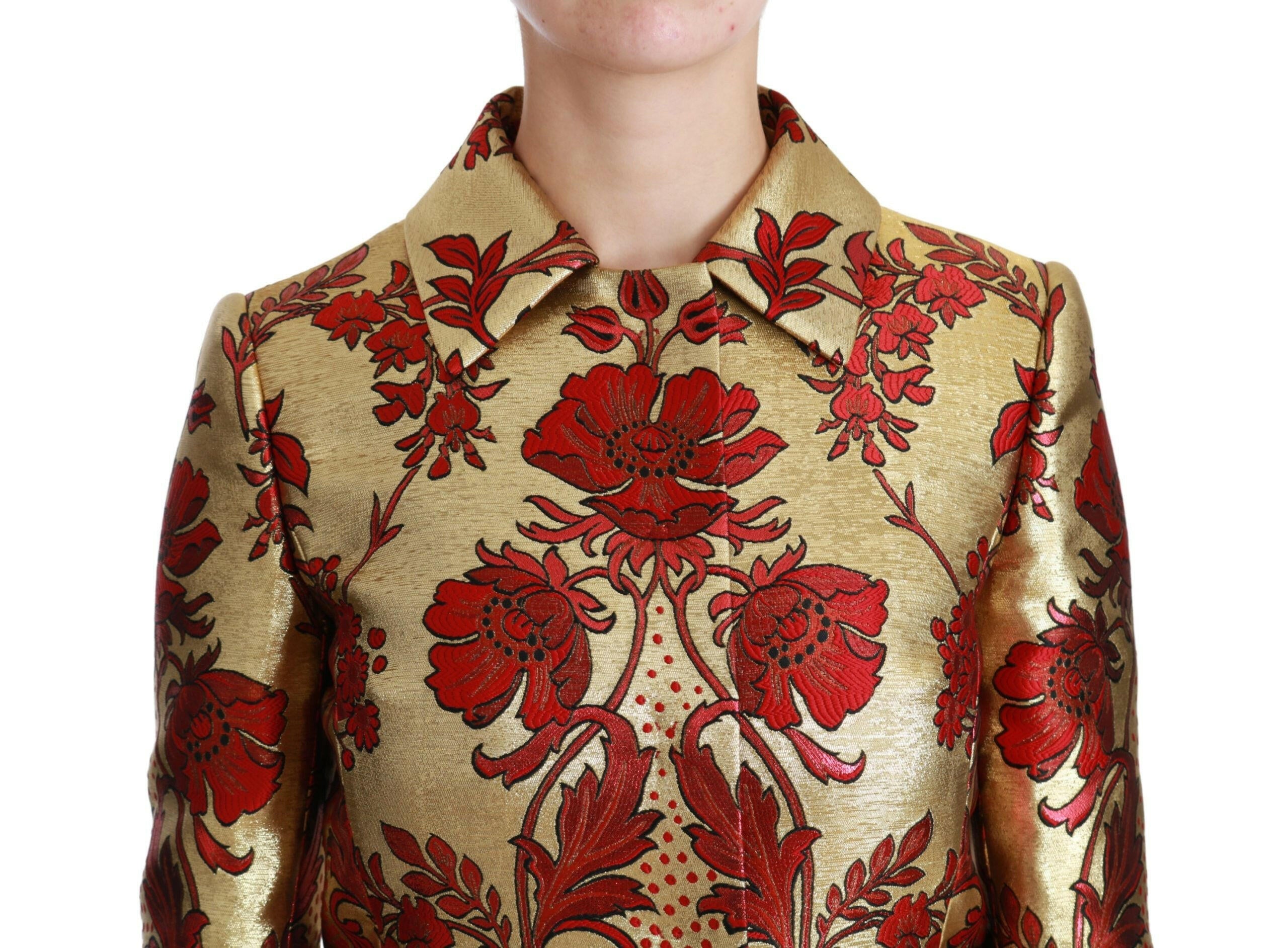 Dolce & Gabbana Red Gold Floral Brocade Cape Coat Jacket -   -  Dolce & Gabbana.
