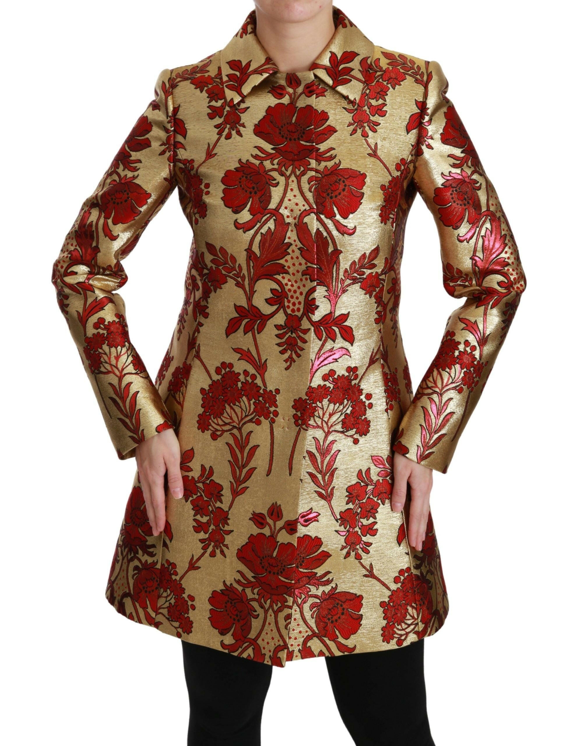 Dolce & Gabbana Red Gold Floral Brocade Cape Coat Jacket -   -  Dolce & Gabbana.