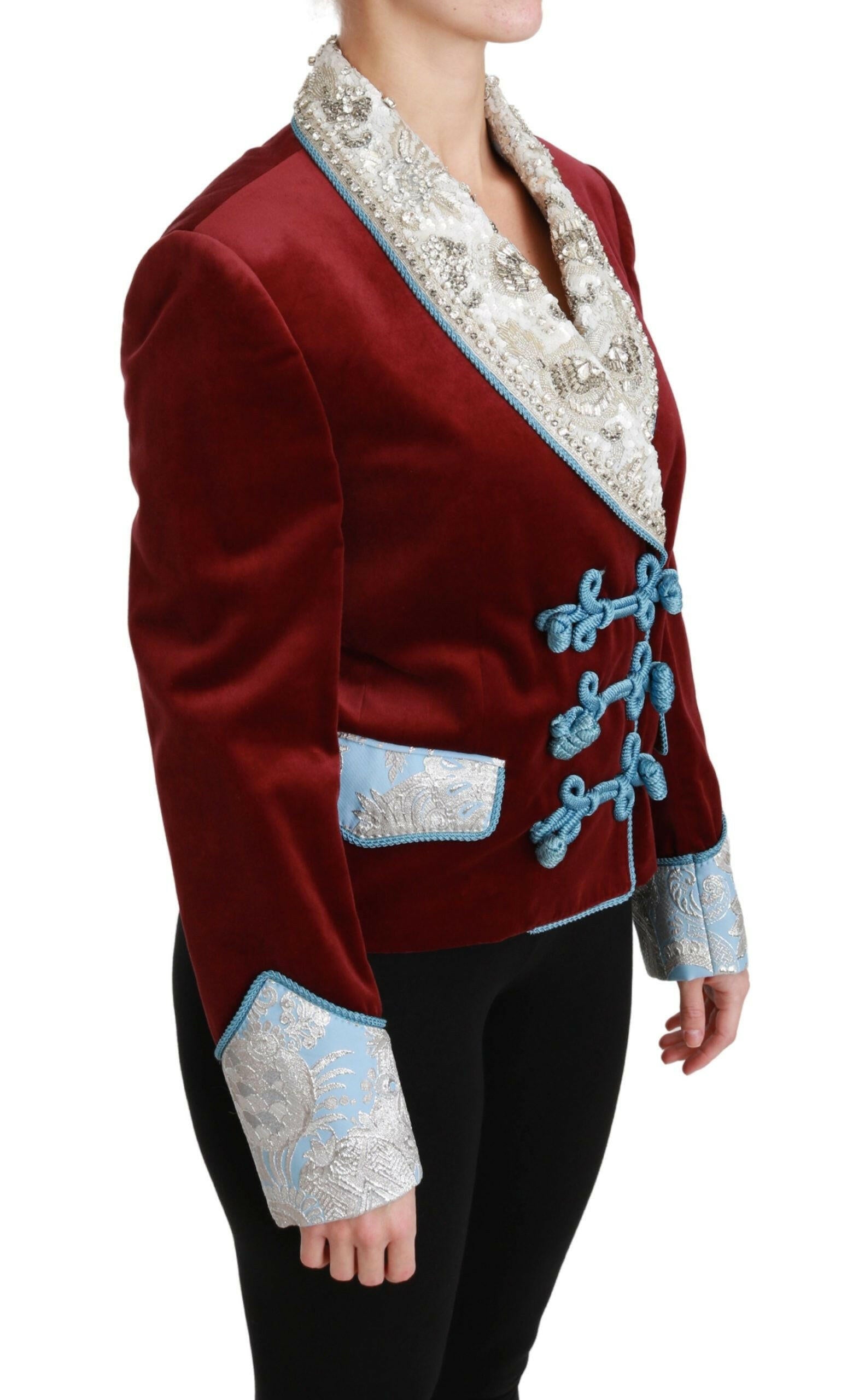 Dolce & Gabbana Red Velvet Baroque Crystal Blazer Jacket -   -  Dolce & Gabbana.