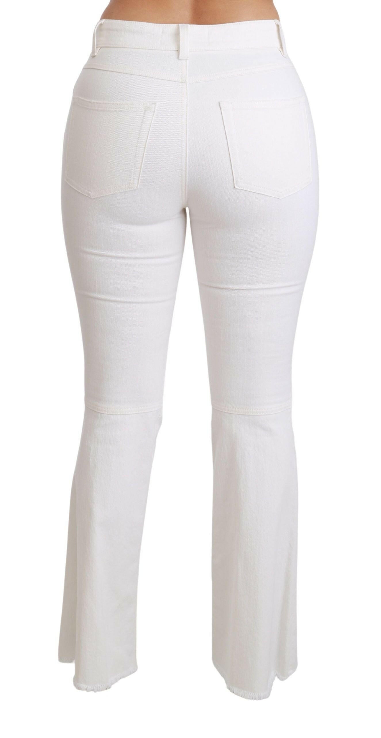 Dolce & Gabbana White Heart Flared Stretch Cotton Pants -   -  Dolce & Gabbana.