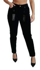 Dolce & Gabbana Blue Corduroy Mid Waist Skinny Pants Jeans -   -  Dolce & Gabbana.