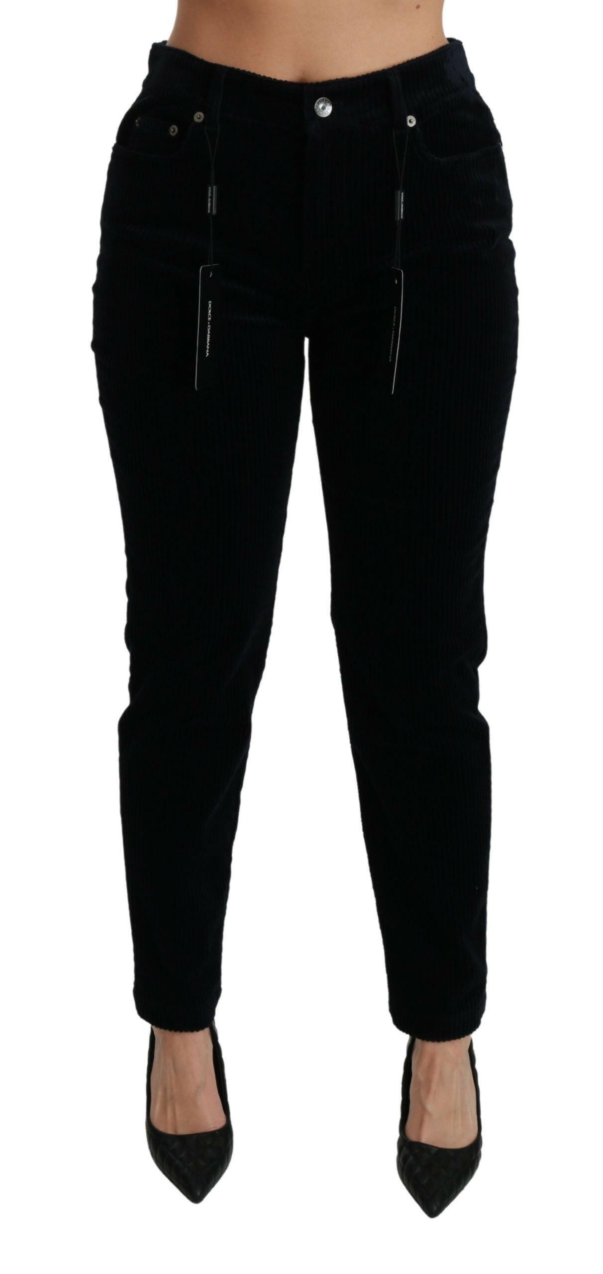 Dolce & Gabbana Blue Corduroy Mid Waist Skinny Pants Jeans -   -  Dolce & Gabbana.