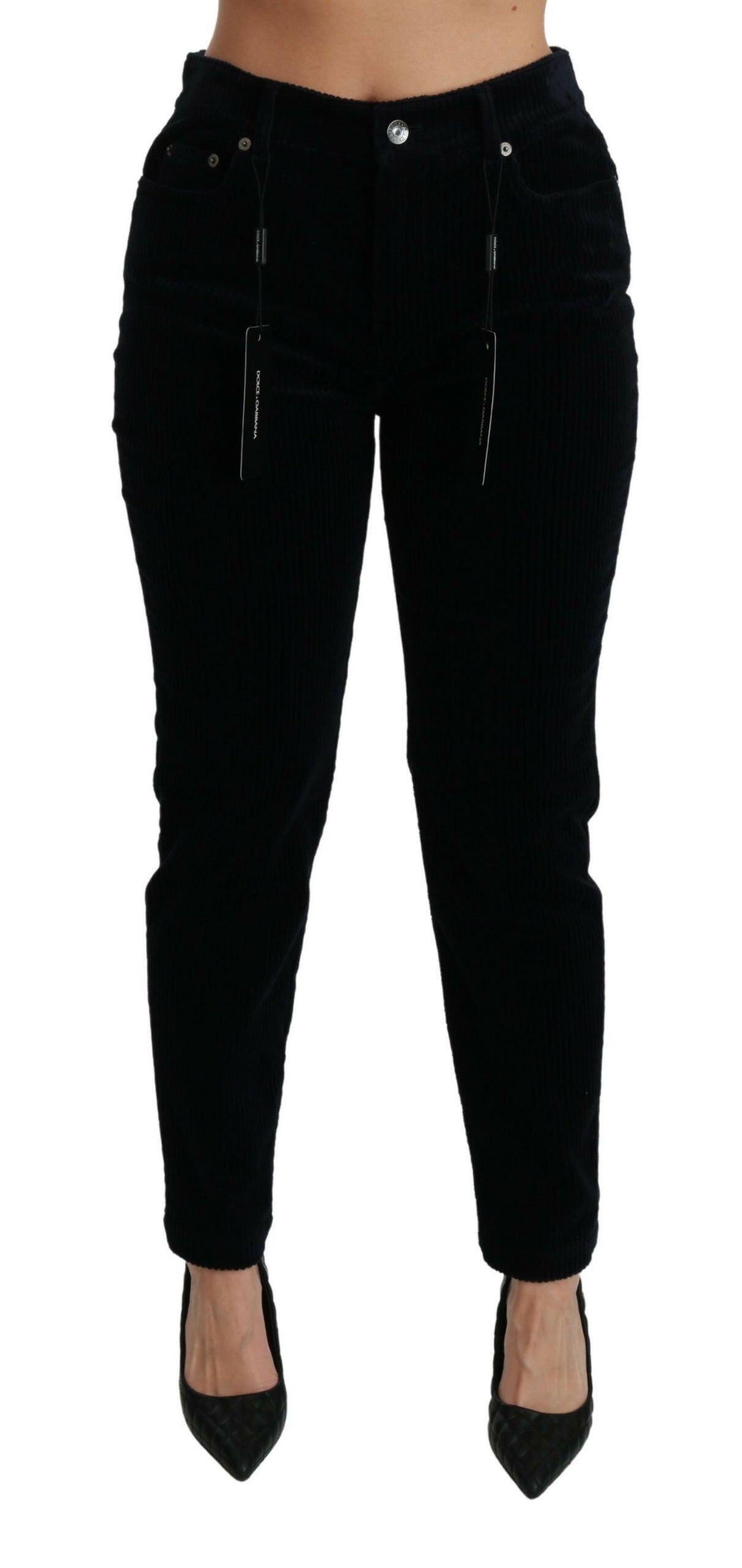 Dolce & Gabbana Blue Corduroy Mid Waist Skinny Pants Jeans -   -  Dolce & Gabbana.